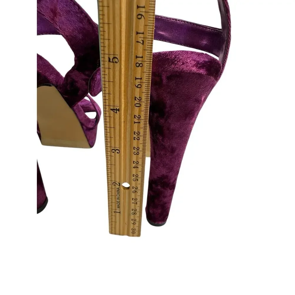Madden Girl "Rolloo" Women Fuschia Velvet Platform Sandal Size 7.5 M NWOB - Picture 8 of 9